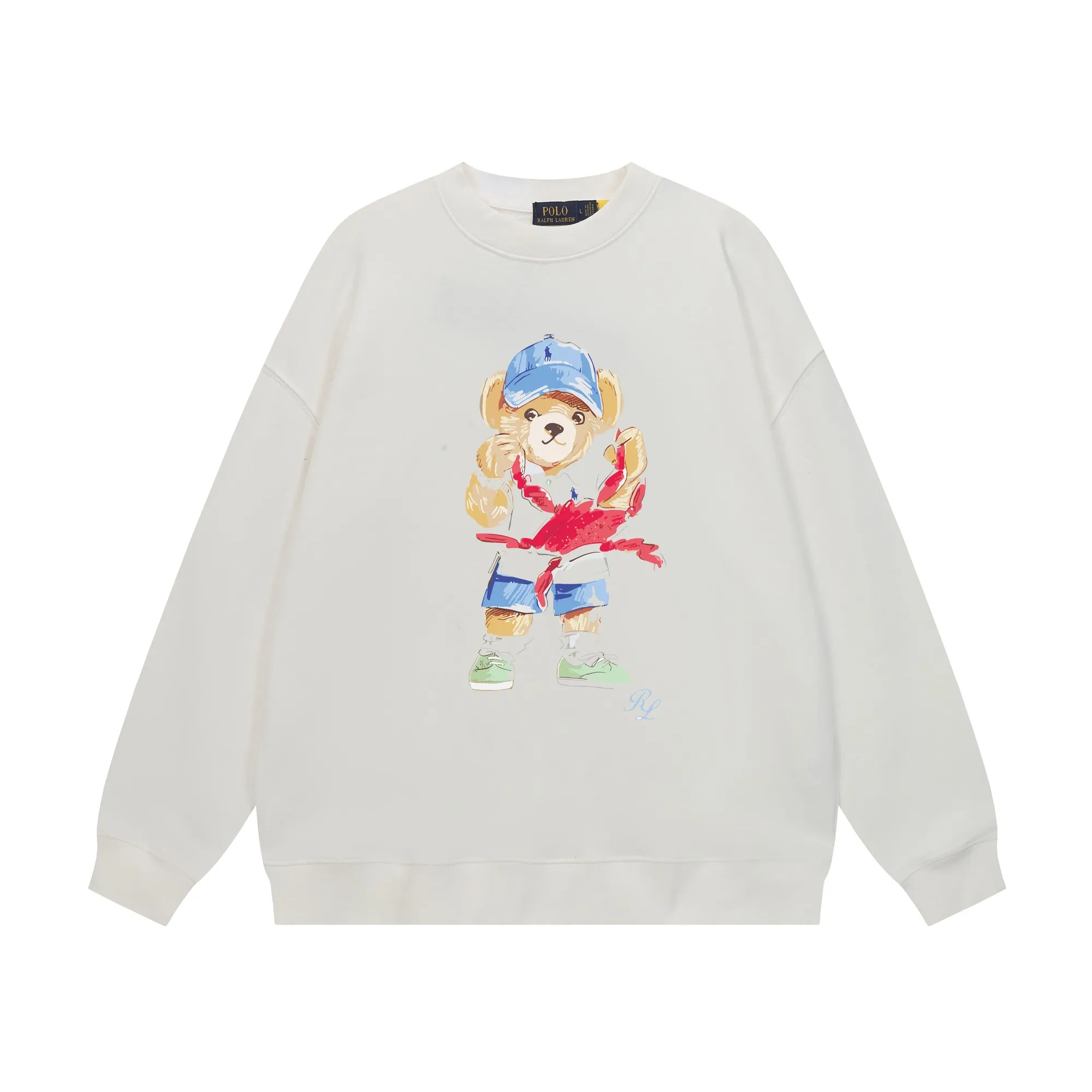 P200 Long-term stock] RalphLauren/Ralph Lauren 2025 autumn and winter new bear letter print 420g heavy large terry sweatshirt Ralph Lauren's age-reducing item, the coat fabric is made of 85% cotton ➕15% polyester, which not only retains the softness, comfort and breathability of cotton, but also adds the wear resistance and wrinkle resistance of polyester fiber, making the clothes more durable and easy to care for. Even in slightly cooler weather, you won't feel stuffy when wearing it. This kind of fabric has a natural crisp feel and is not easy to pill or deform. The bear on the chest is printed with English letters. It is full of color, full of three-dimensionality, and lifelike, adding a bit of liveliness and interest to the whole sweatshirt. There is no pressure to dress, regardless of age or gender. Complete accessories! Color: black, white, navy blue, light floral gray Size: M-L-XL-XXL
